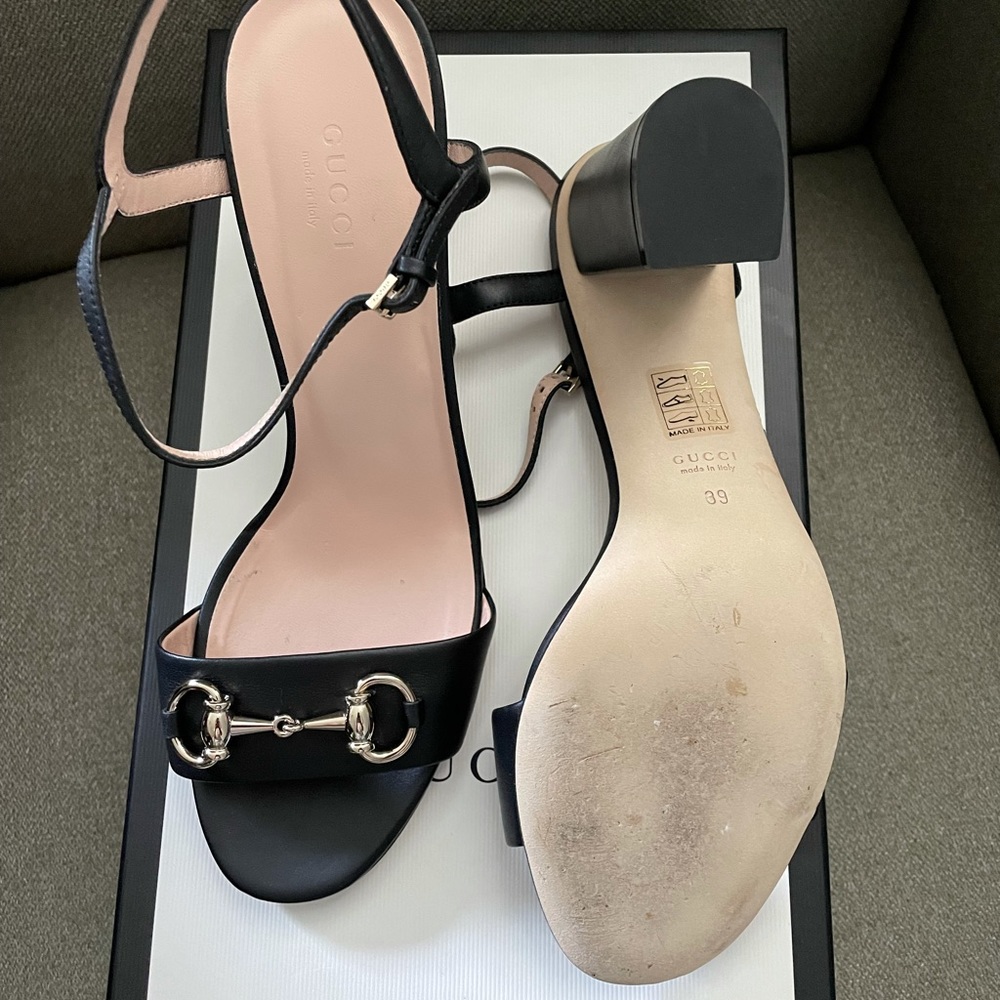 Gucci Black Horsebit Heel Sandals Authentic - Picture 13 of 14